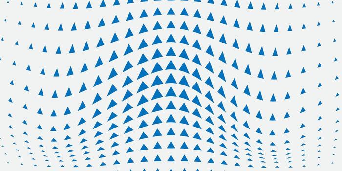 Abstract optical illusion background with wave-like blue triangle gradients on white, creating depth and flowing motion. vector