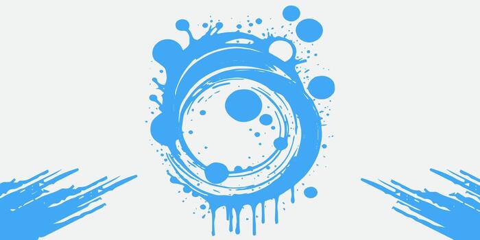 Abstract Light Blue Paint Splash Circular Design with Drips and Splashes. vector