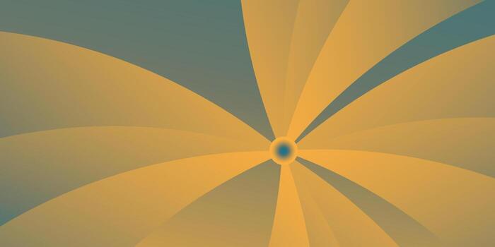 Abstrac design with golden fan-like shapes and teal background, featuring smooth gradients in a modern, symmetrical style. Perfect for elegant and creative backgrounds. vector