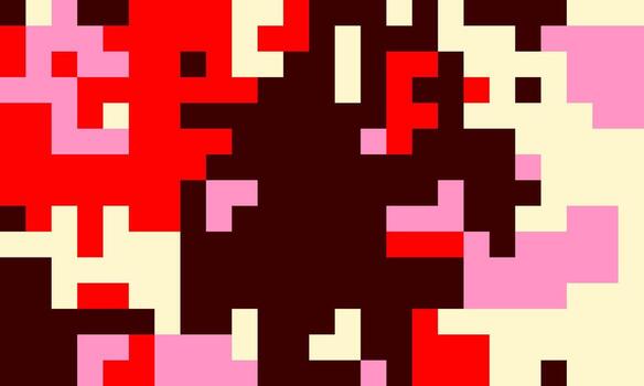 Abstract pixel art background. Vibrant red, pink, and cream blocks create a dynamic, energetic composition, perfect for websites, presentations, or digital art projects. vector
