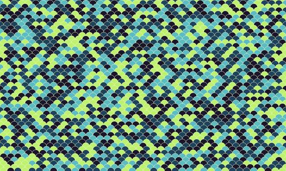 Abstract seamless pattern. Vibrant teal, lime, and dark green scales create a mesmerizing texture. Perfect for fashion, textile design, or digital backgrounds. vector