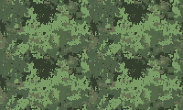 Seamless digital camouflage pattern. Perfect for military, hunting, gaming, or fashion design. Subtle yet effective, this pixelated texture blends seamlessly into various backgrounds. vector