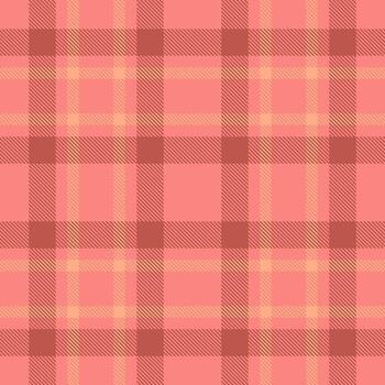 Warm, inviting plaid pattern in shades of coral and peach. Seamless, versatile texture perfect for backgrounds, textiles, design projects, and creating a cozy feel. vector