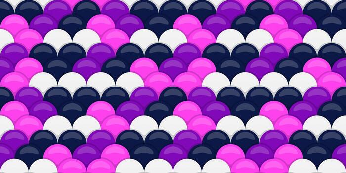 Vibrant abstract pattern of overlapping scales in pink, purple, and navy. Perfect for backgrounds, website design, or textile prints. A playful, modern design with a repeating geometric motif. vector