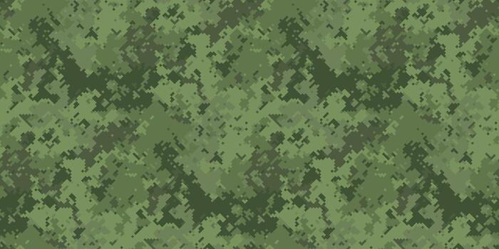 Abstract digital camouflage pattern. Versatile green hues blend seamlessly for backgrounds, textures, and design elements. Ideal for military, gaming, or outdoor themes. vector