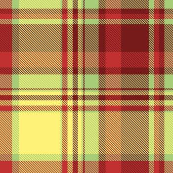Vibrant tartan pattern in red, yellow, and green hues. Timeless plaid design for textile, fabric, or backdrop. Use for fashion, backgrounds, and graphic projects. vector