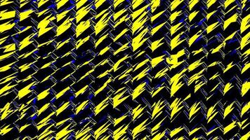 abstrakt rörelse sekvens terar dynamisk borsta stroke i vibrerande gul och blå mot en kontrasterande svart bakgrund, illustrerar vätska konstnärlig uttryck och visuell rytm video