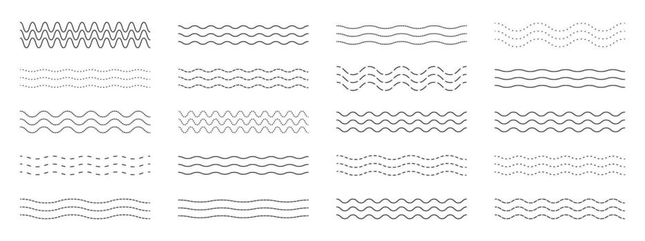 collection of wavy line patterns vector