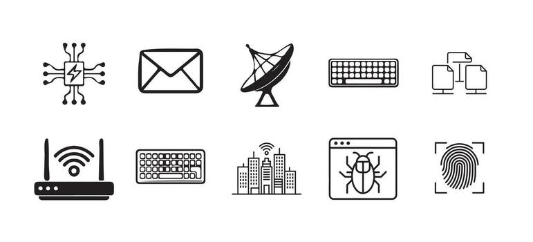 Professional tech icons collection for business and web vector