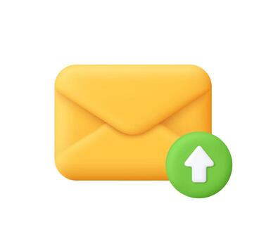 Yellow envelope with upload icon vector