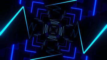 blu e ciano neon curva in movimento nel specchio tunnel sfondo vj ciclo continuo nel 4k video