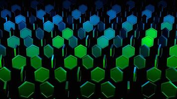 blå och grön abstrakt hexagoner rotation bakgrund vj slinga i 4k video
