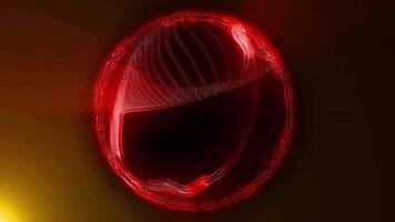 An abstraction of cosmic energy. An illusory neon red sphere plays with light and waves, emphasizing the creativity and alluring mystery of space. video