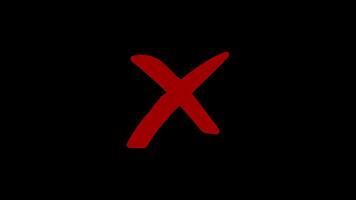 ikon misslyckades kontroll linje röd korsa. fel symbol. felaktig tecken. fel i cirkel video