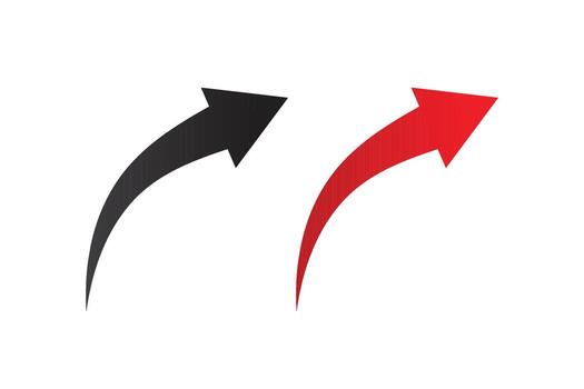 Curved arrows pointing upwards red and black concept of growth and progress vector