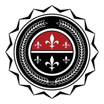 Emblematic award seal with fleur-de-lis and laurel wreath flat icon for recognition and quality award seal flat vector