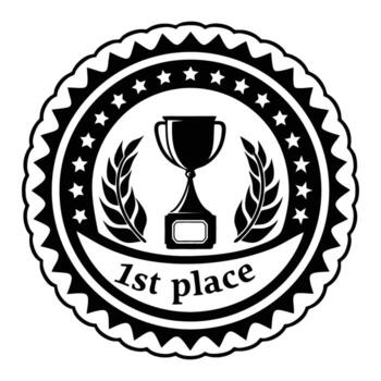 Award seal icon 1st place trophy laurel wreath stars recognition excellence achievement design award seal flat vector