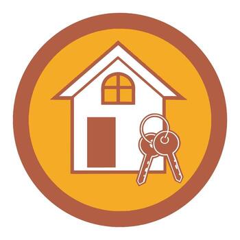 A house with keys and a key in the door vector