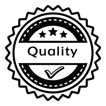 Award seal icon with quality text and checkmark symbol for excellence recognition award seal flat vector