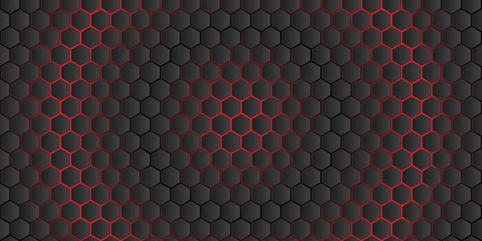Red Hexagon Grid with Glowing Center Illusion vector