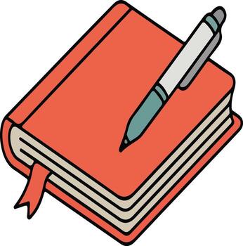Notebook and pen in flat-style illustrations vector