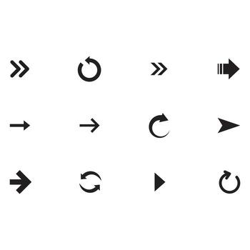 Arrow icon set. forward up down left right sign and symbol. vector