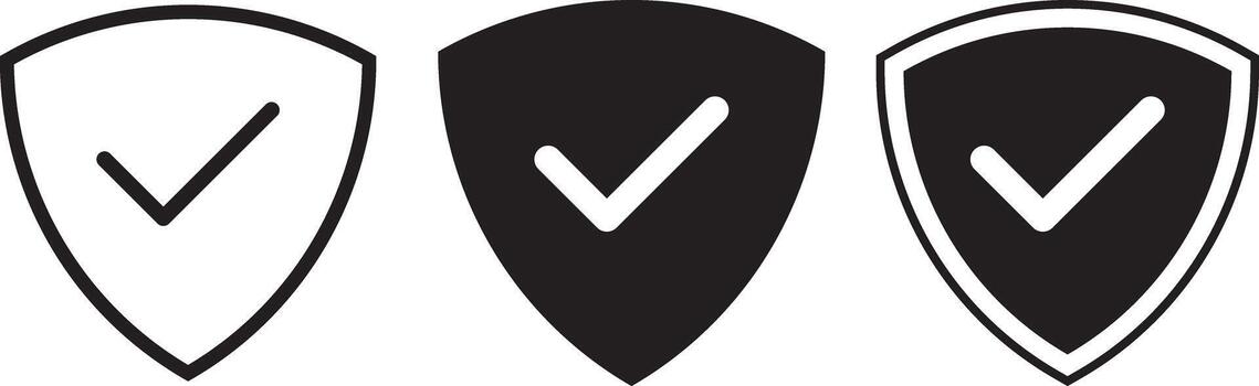 shield with checkmark icon set. protection security lock. cyber protection and privacy. digital protection lock icon vector