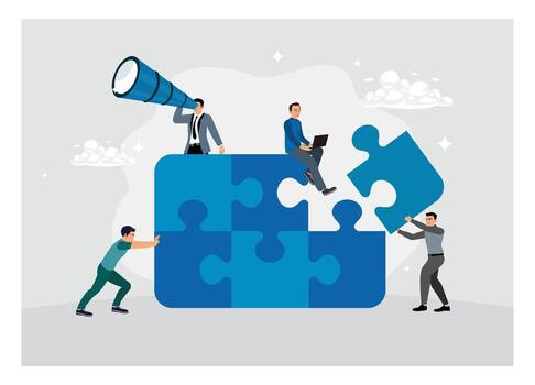 negocio colaboración para estrategia, crecimiento, y problema resolviendo vector