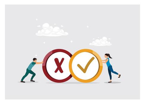 Negotiation in decision making with pros and cons. vector