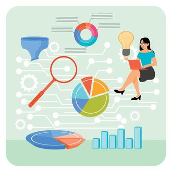 Business data analysis visualization illustration vector
