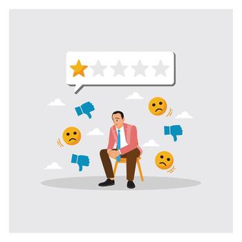 Man with negative feedback emojis vector