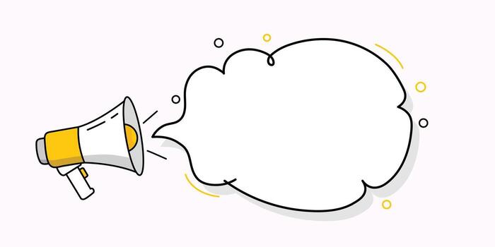 Loudspeaker with speech bubble for announcement use vector