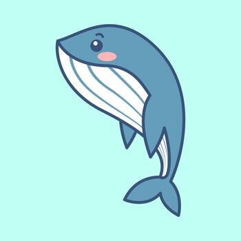 Twisting Whale Flat design style whale in twisted swim pose, useful for motion illustrations game assets and thematic stickers vector