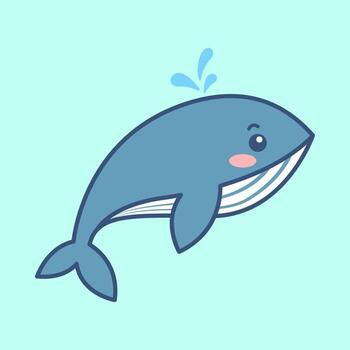 Flipping Whale Flat design style whale mid flip with dynamic curve, perfect for action stickers animated UI and playful illustrations vector