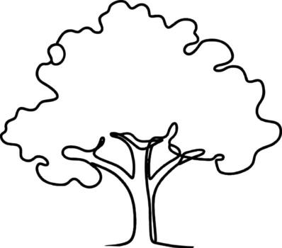 Minimalist Tree One Line Nature Illustration Clean line art of a tree in minimalist style. Great for eco projects, forest themes, and natural design elements vector