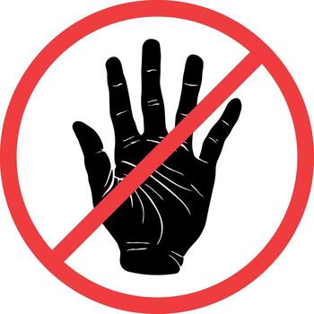 A do not touch sign in a red round frame without a background. vector