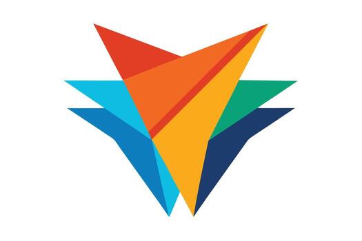 Vibrant Abstract Geometric Design Multicolored Triangles Interlocking on White Background, Evoking Energy and Progress - Professional digital artwork with vibrant colors and detailed composition vector