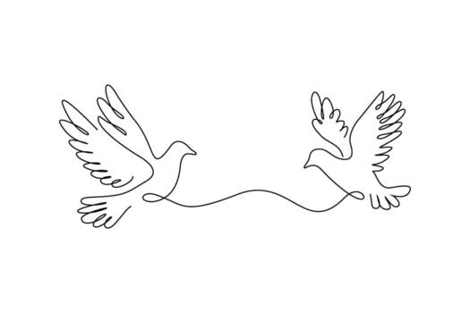 continuous single line drawing of two birds vector