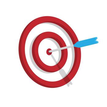 goal icon. management. target with an arrow pointing in the middle. manager, success. isometric design style vector