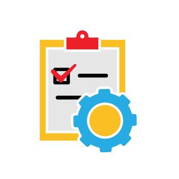 Project management icon. Management. Project test board with gears. manager, success. flat design style. vector