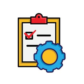 Project management icon. Management. Project test board with gears. manager, success. Isometric design style. vector