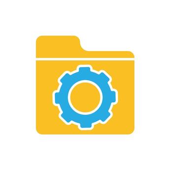 Project management icon. Management. Folder symbol with gear in the center. manager, success. flat design style. vector