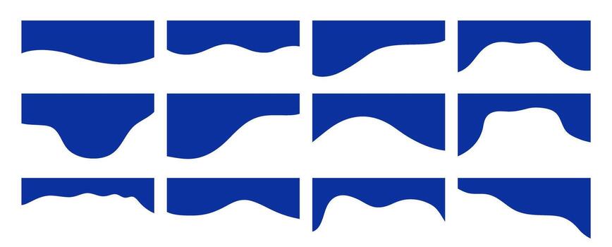 Blue Separator header for website and app. Dividers shape templates set. Modern wavy collection of abstract design element for top and bottom page web site. Illustration in flat style vector