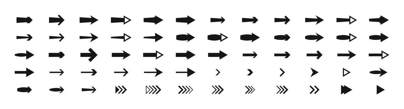 Black Arrow icons set. sing isolated on white background. Direction pointers in flat styles. infographic elements vector