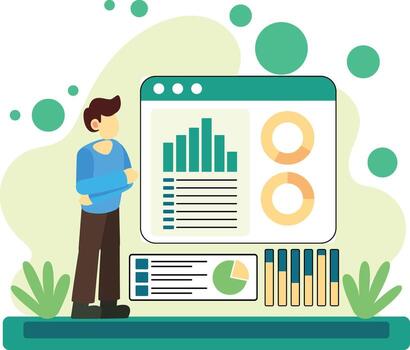 negocio datos reporte tablero ilustración vector