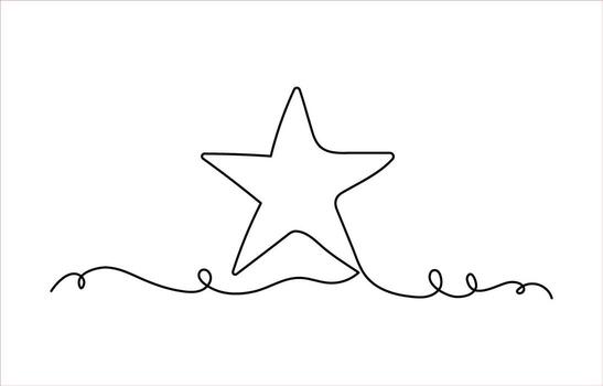 Star icon line continuous drawing minimalist outline background design illustration vector