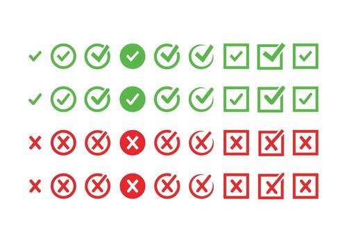 Correct and Incorrect Decision Icons Illustration Right or Wrong Symbol Set vector