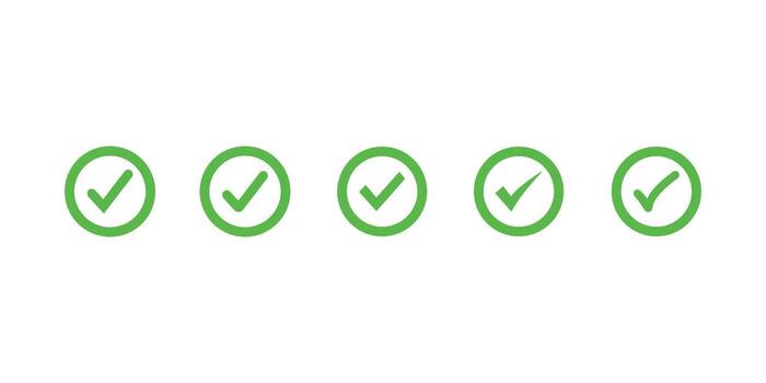 Approval and Success Check Mark Icons Collection Validation Symbol Set vector