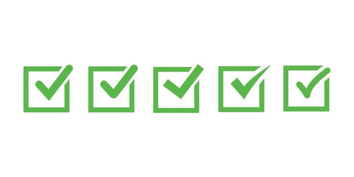 moderno cheque marca íconos colección aprobación, validación, y éxito diseño vector