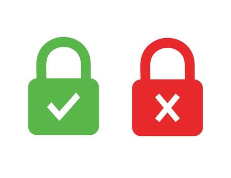 cerrar con llave, desbloquear, controlar, y X cruzar icono conjunto ilustración para seguridad y interfaz diseño vector